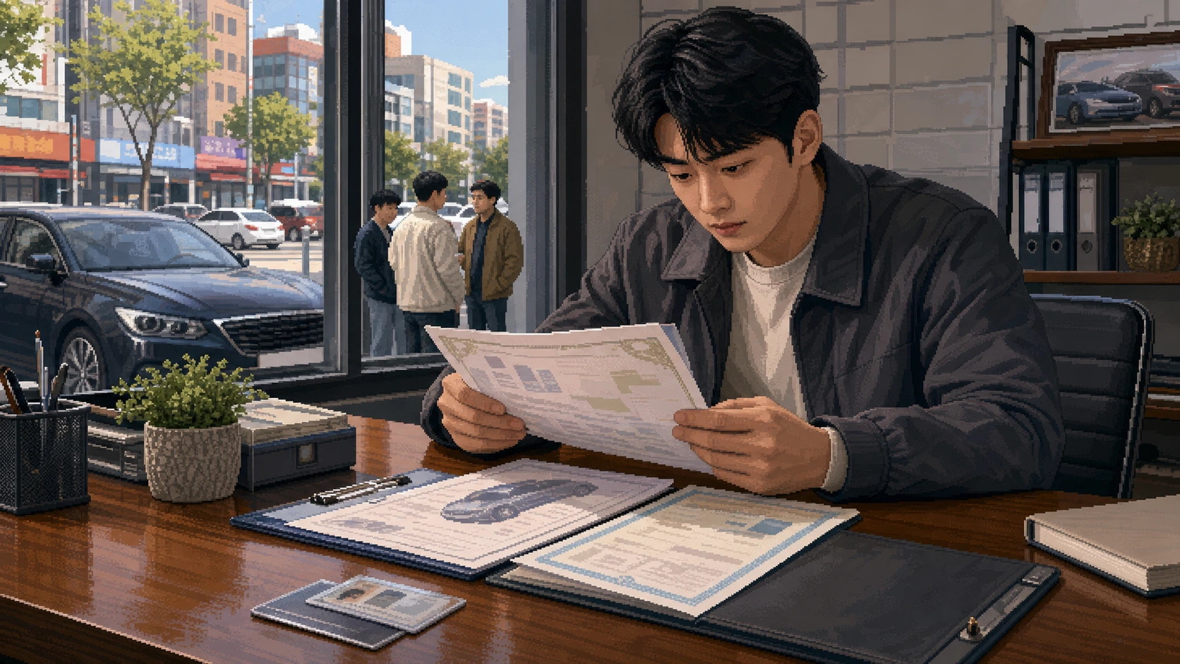 매도자 서류와 매수자 서류가 양쪽에서 모여 이전등록으로 이어지는 도식