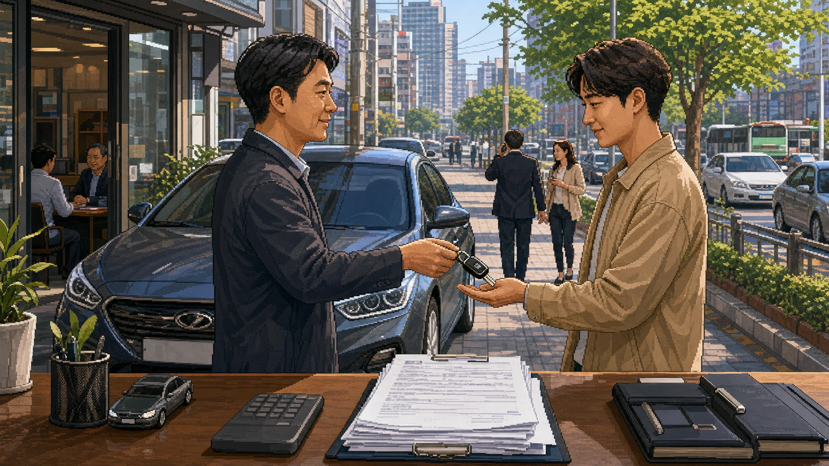 이전등록 15일 카운트와 과태료 누진 그래프 일러스트